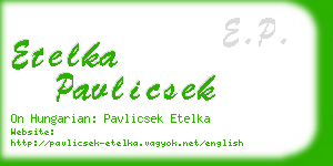 etelka pavlicsek business card